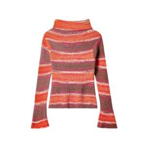 Contrast Striped High Collar Long Sleeves